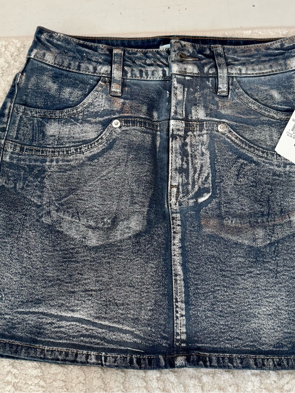 Bar III Washed Blue Denim Skirt-Style Jeans